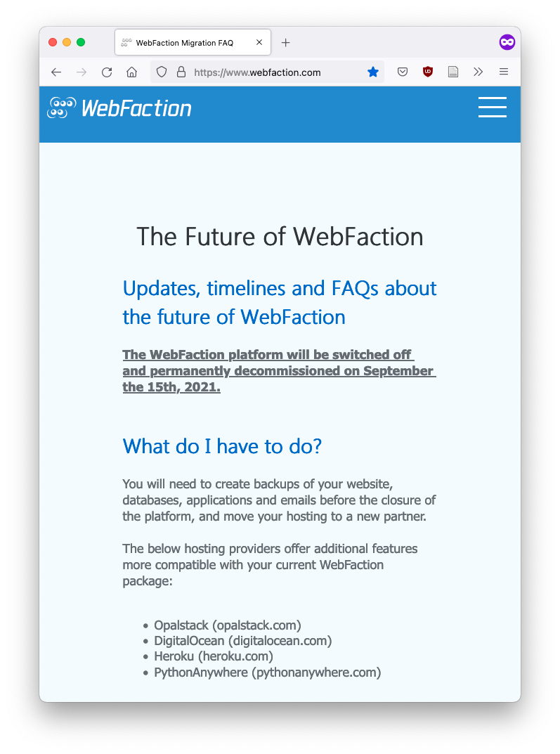 WebFaction screenshot